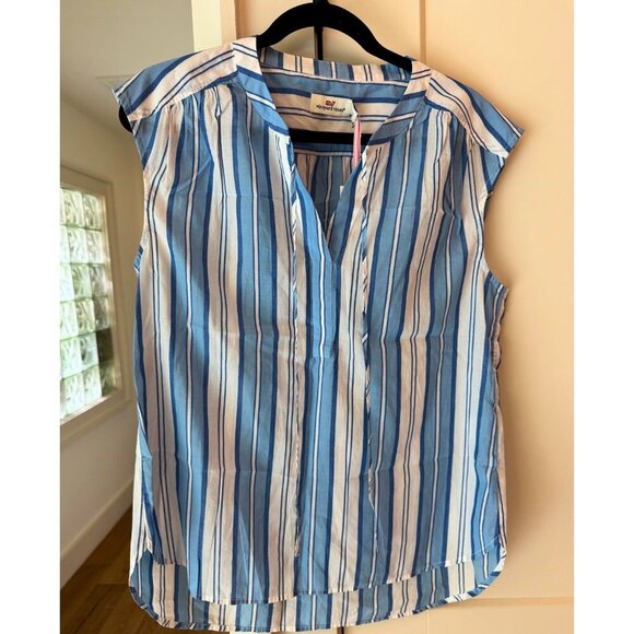 Vineyard Vines NWT Ocean Stripe Popover Top Size Small Sleeveless - Picture 1 of 8